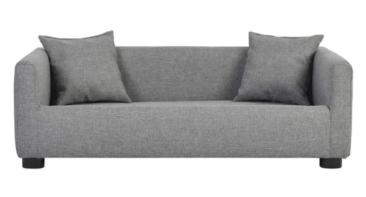 Pelēks liels suņa gultiņa suņiem polsterēta auduma dīvānos jaunu suņu dīvānu.