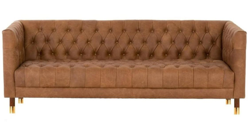 Chesterfield dīvāns trīs vietās brūns xxl liels mēbeles āda dzīvojamā istaba moderns jauns