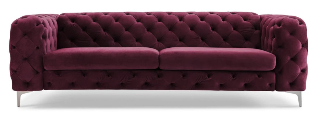 Chesterfield dīvāns trīskrēslu Burgundija Radošie mēbeles Tekstils audums Dzīvojamā istaba Jauns
