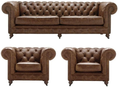 Antīkā stila Chesterfield dīvānu komplekts dīvāns polsterēts komplekts ādas dīvāns.