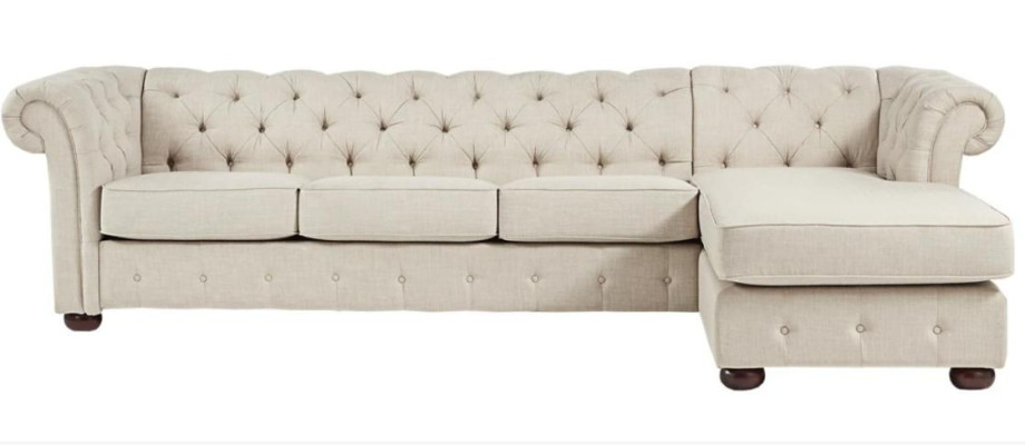 Stūris dīvāns Beige dzīvojamā zona dīvāns Stūra komplekts čība Chesterfield mēbeles dizains