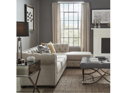 Stūris dīvāns Beige dzīvojamā zona dīvāns Stūra komplekts čība Chesterfield mēbeles dizains