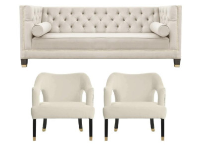 Beige Chesterfield dīvāns Samta dīvāns Dīvānkopšā istabas dīvāns Polster 311-vietīgs dīvāns