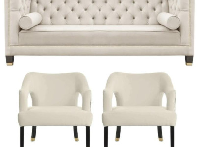 Beige Chesterfield dīvāns Samta dīvāns Dīvānkopšā istabas dīvāns Polster 311-vietīgs dīvāns
