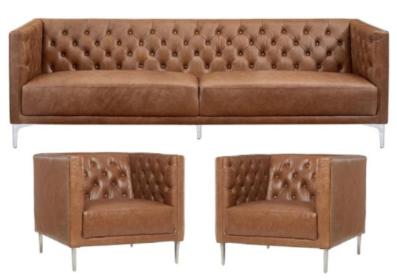 Brauna Chesterfield 2 krēsli Moderns dizains Ar žakē Lēcu Jaunumi Radošais Mēbeļu Sofā Garnitūra