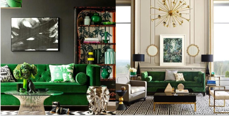 Chesterfield trīsvietīgie auduma dzīvojamā istaba dizaina dīvāni polster sofa sofā zaļā krāsā.