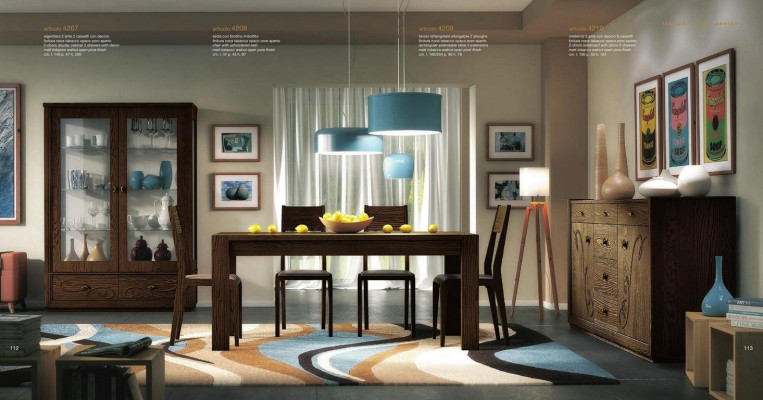 Ess Gruppe Set 7tlg. Esszimmer Esstisch Stuhl Kommode Vitrine Tisch Tische Holz - Ēdamgrupa komplekts 7 gab. Ēdamistaba ēdamgalds Krēsls Komoda Vitrīna Galda galds Koka