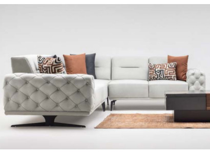 Stūra dīvāns L formas Polster sofā Auduma dīvāns Dīvāns Pelēks Moderns auduma.