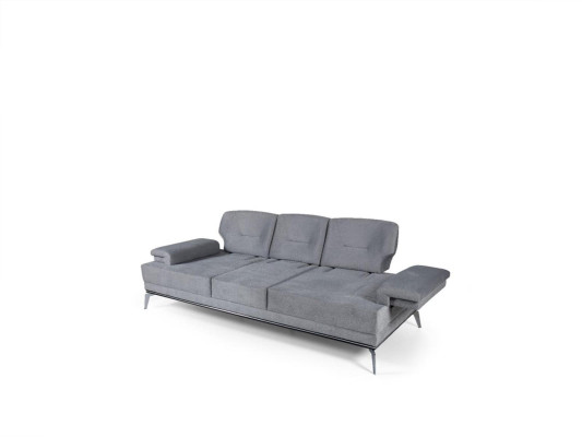 Sofa Stoffsofa dizaina trīsvietīga pelēka pārklājuma dīvāns