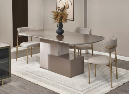 Ēdamistaba ēdamstūris ēdamgalds krēsli koks Beige 7 gab. galds