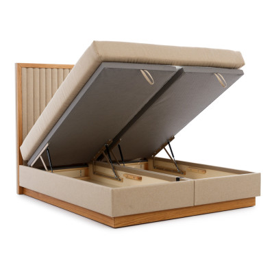 Brūna-beža guļamistabas gulta dizainera gultas divguļamie auduma gultas.