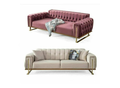 Rozes Chesterfield dīvāns Dreibiedrīgs Pamatnes trīs vietas dīvāns