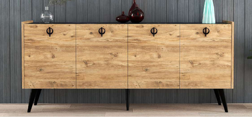 Dzīvojamā istaba Brūns Sideboard Moderns dizains Taisnstūra forma Plaukti Luksuss