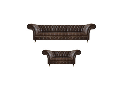 Brūna Chesterfield mākslīgās ādas dīvāni dizainera dzīvojamā istaba 2 gabali.