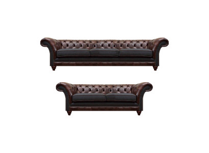 Chesterfield Brūnīgs pelēks dzīvojamā istaba dīvāns komplekts Modernas dīvāni 2 gab.