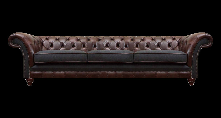 Brauna-pelēkais "Chesterfield" trīsvietīgais dzīvojamās istabas mēbeļu dīvāns luksusa stila.