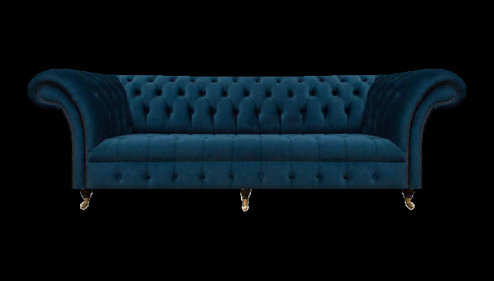 Chesterfield dizainera mēbeles Tumši zila dīvāna dizainera Vērtīgās tekstila dīvāngultas