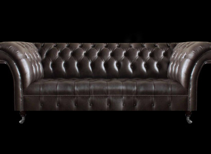Chesterfield ādas mēbeles luksusa trīsvietīgā istaba Nobile dīvāns