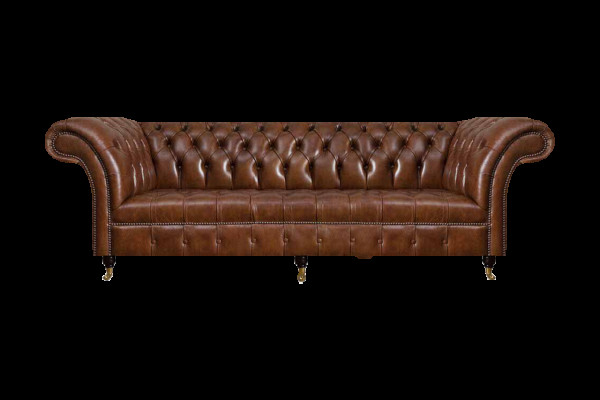 Brown Chesterfield leather couch Noble couches 3-seater living room furniture