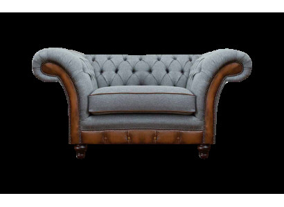 Chesterfield Gaiši pelēks krēsla dizainera auduma krēsla auduma mēbeles