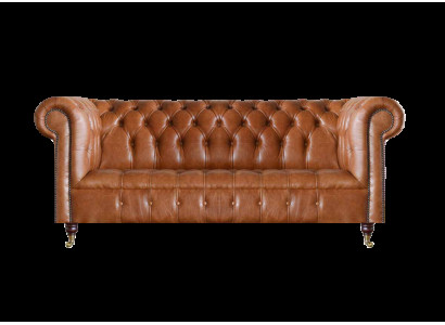 Chesterfield ādas sēdvietas Brūna trīsvietīga dzīvojamā istaba Nobli sofai