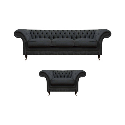 Chesterfield polsteris sēdekļus komplekts dizainera 3-vietīgs elegants krēsls.