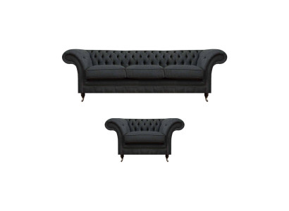 Chesterfield polsteris sēdekļus komplekts dizainera 3-vietīgs elegants krēsls.