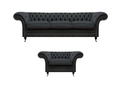 Chesterfield polsteris sēdekļus komplekts dizainera 3-vietīgs elegants krēsls.