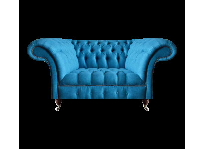 Zils Chesterfield auduma divvietīgs sēdekļa mēbeļu dizainers Edīls sēdekļu dīvāns.