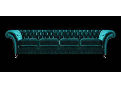 Eleganta Chesterfield zaļa mīkstie materiāla dīvāns Moderns četru sēdvietu auduma dīvāns