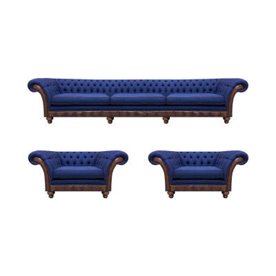 Dizainera dzīvojamā istabas Chesterfield dīvānu komplekts ar luksusa dīvāniem un krēsliem 3 gabalos