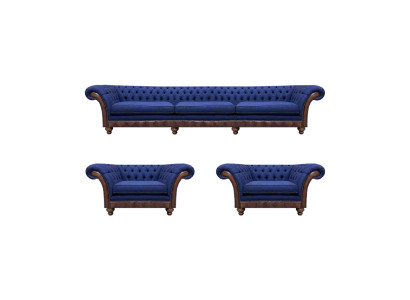 Dizainera dzīvojamā istabas Chesterfield dīvānu komplekts ar luksusa dīvāniem un krēsliem 3 gabalos