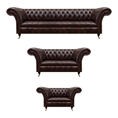 Brūnas "Chesterfield" ādas dīvāns, dizainera divvietīgais, četrvietīgais krēsls