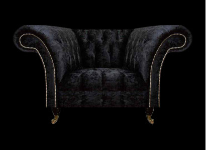 Chesterfield mīkstā krēsla melns viensēdējs luksusa rokassēdežs