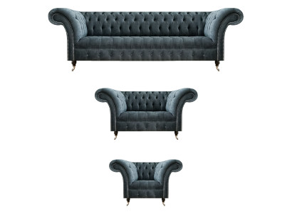 Chesterfield Pelēkais dīvāngarnitūras dizaina polstermēbeles izsmalcināti vienvietīgi.