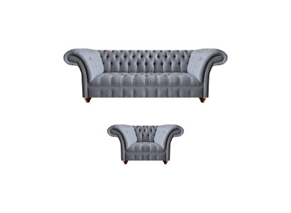 Chesterfield dizainera pelēkas mīkstajām mēbelēm Modernas tekstilcouches 2 daļās