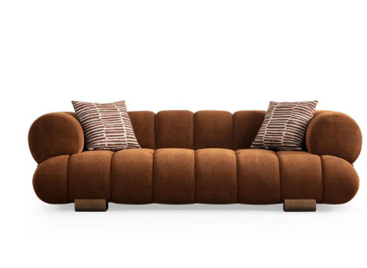Brown living room three-seater luxurious textile sofas designer seating furniture
