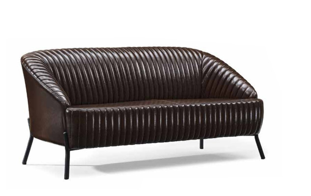 Brūna ādas sofa dzīvojamā istaba divvietīgā dīvānā dizainera ādas krēslā 2 gabali.