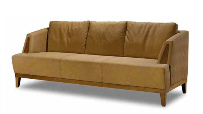 Brown three-seater upholstered textile sofa 3-seater noble living room furniture