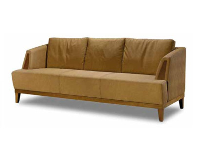 Brown three-seater upholstered textile sofa 3-seater noble living room furniture