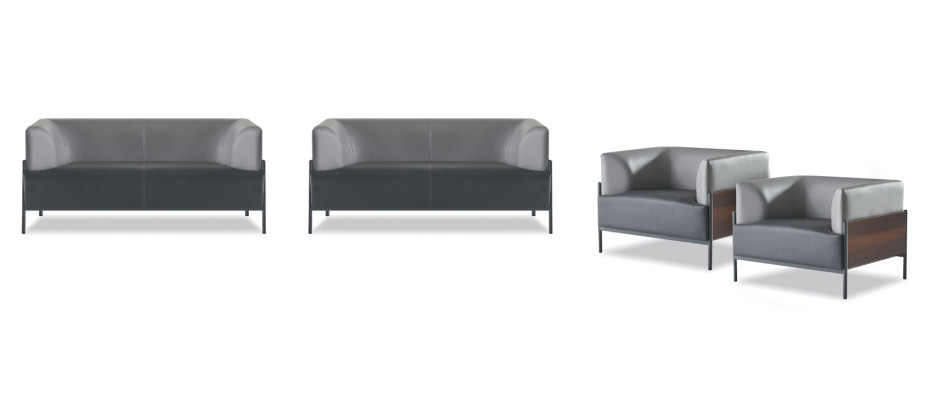 Ergonomisks komforta garnitūra 4 gab. melna dizainera mēbeļu komplekts modernā stilā.