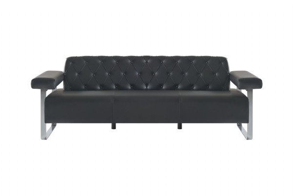Chesterfield dizaina 3-vietīga sofa Melna vienkrāsaina modernā dizaina stilā
