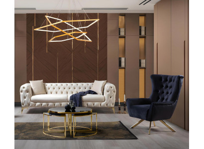 Chesterfield nerūsējošā tērauda dīvānkāršs Moderns mīkstais dīvāns Ar atzveltni 2 gab.