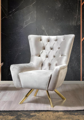 Chesterfield gaišpelēkais pārklājuma dvieļu krēsls dzīvojamajā istabā, nerūsējošā tērauda kājas