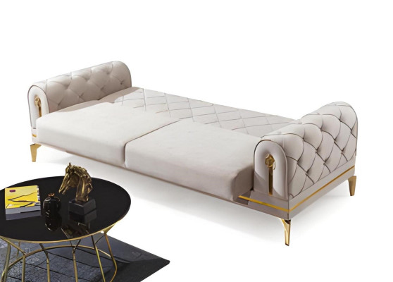 Chesterfield nerūsējošā tērauda dīvāns Baltās dzīvojamās istabas trīsvietīgs luksusa mēbeles