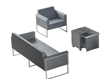 Darba telpas komplekts ar 3 gabaliem - 3-vietīga krēsla sofa galds Pelēks Vienkrāsains Moderns