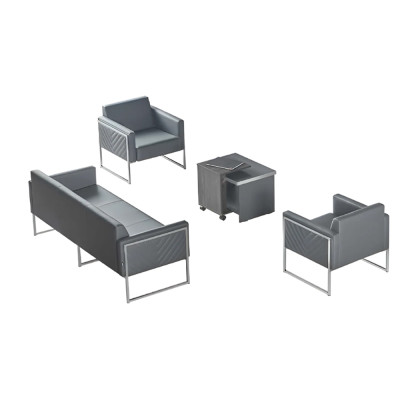 Darba istaba komplekts 4 gabali 3-vietīga dīvāna 2 krēsli galds Pelēks vienkrāsains stils