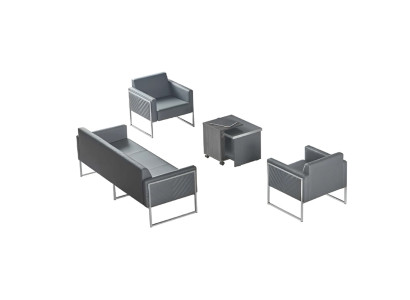 Darba istaba komplekts 4 gabali 3-vietīga dīvāna 2 krēsli galds Pelēks vienkrāsains stils