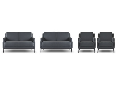 Darba telpas komplekts 4 gab. 2 divvietīgi dīvāni un 2 krēsli, tumši pelēki, vienvārdu, moderni.
