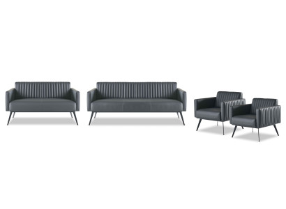 Darba istabas komplekts 4 gabali, 3-vietīgā gulta, 2-vietīgā gulta, 2 krēsli, melni vienkrāsaini